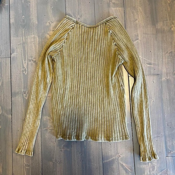 Knox Rose Indie Sleeze Green Ribbed Long-Sleeved Top, Size Medium - Picture 10 of 11